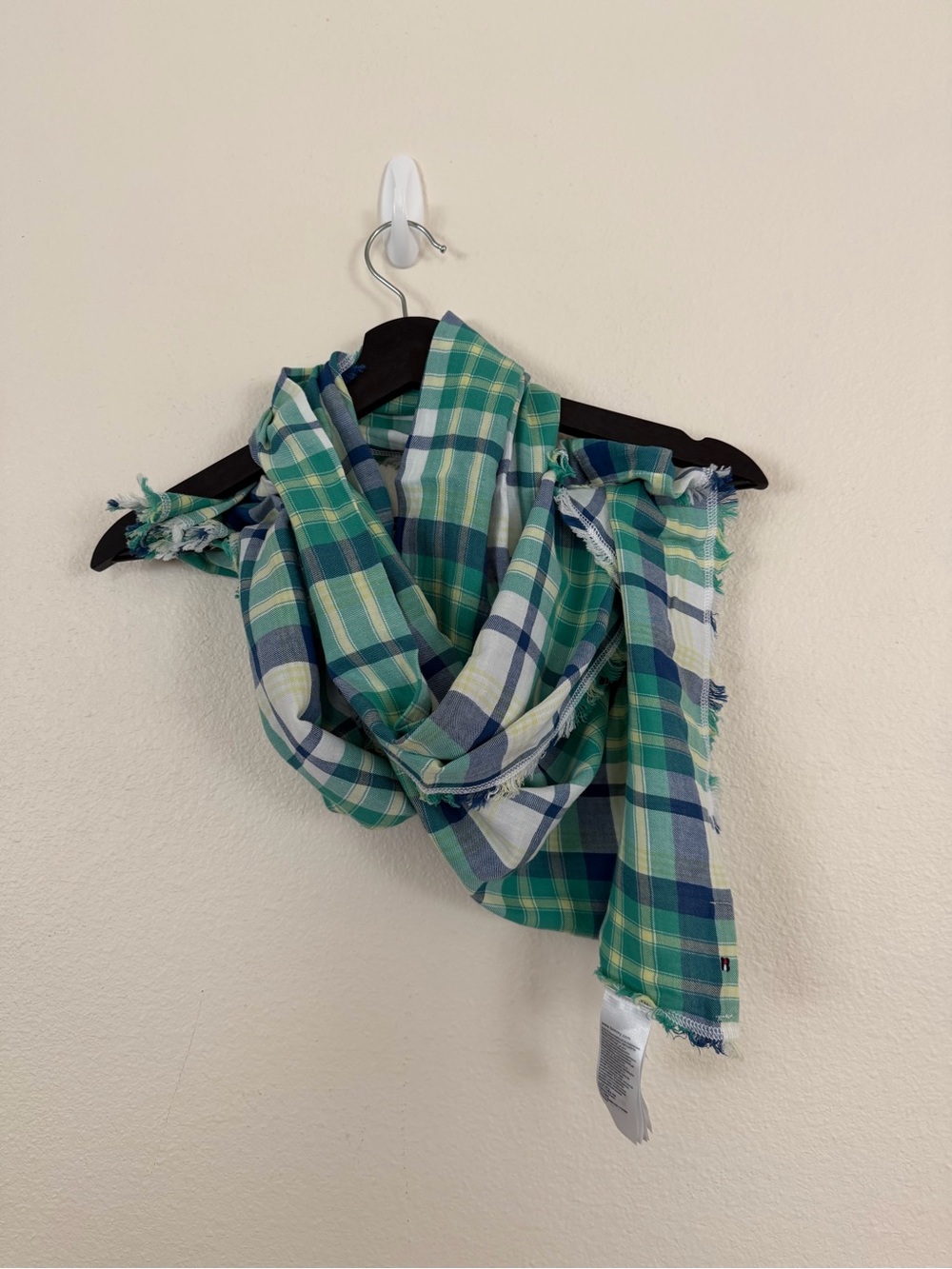 Tommy Hilfiger Green Teal Navy Plaid Scarf